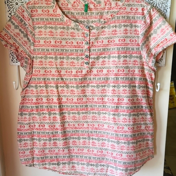 United Colors Of Benetton Tops - Southwestern Aztec Ethnic Style Shirt Cotton sz L